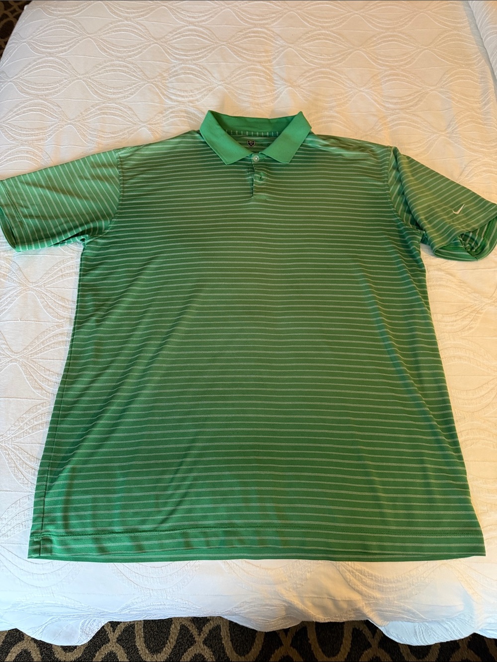 Nike Green Striped Polo Shirt